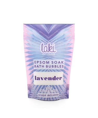 Laki Naturals Epsom Soak Bath Bubbles  Epsom Salts for Relaxation  Natural Bubble Bath Made from Coconut  Paraben Free Detox Bath Salts - Lavender  20oz (566g)