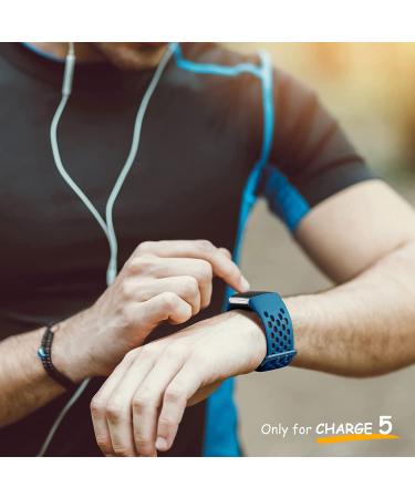 Maledan Compatible with Fitbit Charge 5 Bands Women Men - Breathable Sport Band Soft Waterproof Replacement Wristbands Strap for Fitbit Charge 5 Advanced Fitness Tracker  3 Pack Black/ Slate Blue/ Dark Green - Buy Online on GoSupps.com