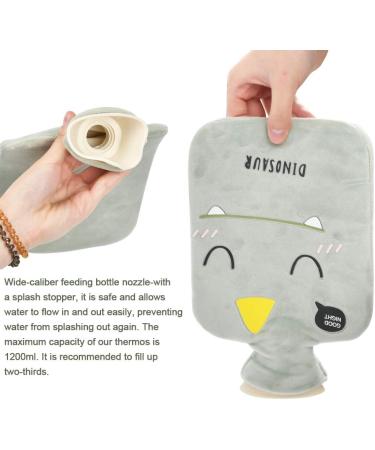 TimesetL Heat Bottle with Soft Plush Cover - Rubber Hot Water Bottle for Pain Relief | Gray Ideal for Belly Back & Legs - Buy Online on GoSupps.com