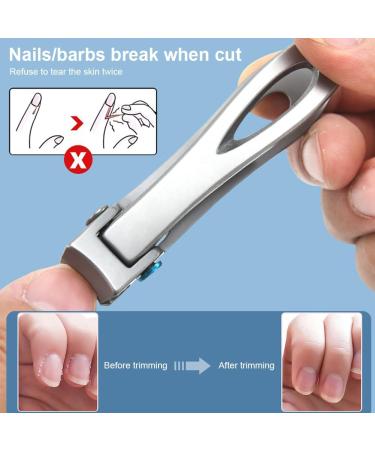 Nail Clippers Wide Jaw Nail Clippers Large Toe Nail Clippers for Thick Nails 16mm Wide Jaw Opening Nail Cutter Set for Men Seniors with Nail File and Box Silver - Buy Online on GoSupps.com
