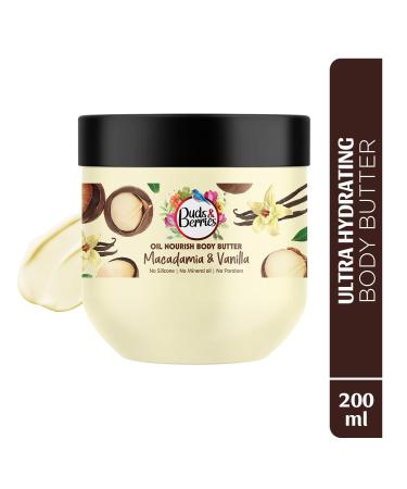 Macadamia and Vanilla Oil Nourishing Body Butter for Intense Moisturization | All Skin Types | No Silicone No Mineral Oil No Paraben | 200 ml - Buy Online on GoSupps.com