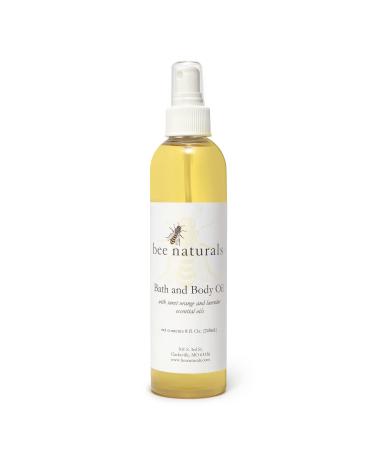 Best Bath & Body Oil - Now available in Spray Bottle - Bee Naturals Scented Aroma of Orange & Lavender Essential Oils - Soothing  Natural & Moisturizing Ingredients - Experience Soft  Silky & Smooth Skin - 8 Oz