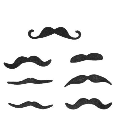 7 Pcs Fake Mustache Self Adhesive Fake Mustache Novelty Black Mustache Stickers Set for Cosplay Costume and Halloween Party