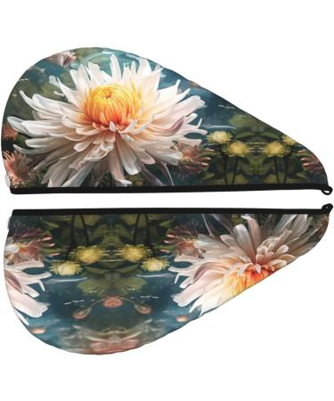 Elegant Chrysanthemum Microfiber Hair Towel Soft Super Absorbent Coral Velvet Wrap for Long Curly & Thick Hair | Quick Dry Solution for Women - Buy Online on GoSupps.com