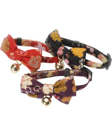 Necoichi Kimono Bow Tie Cat Collar in Black - Stylish and Adjustable - Buy Online on GoSupps.com