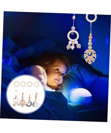 Toyvian 4pcs Leaf Children's Rings | Wood Sensory Bed Pendant | Grey Bed Hanging Crib Toy - Buy Online on GoSupps.com