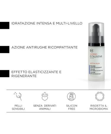 Collistar Attivi Puri Uomo Collagene Antirughe Siero 30 ml - Anti-Wrinkle Regenerating Serum Made in Italy | Best International Shipping - Buy Online on GoSupps.com