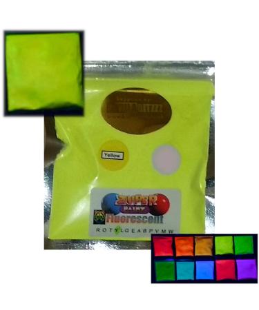 ZUPERPAINT Fluorescent Ultraviolet Neon UV Blacklight Glitter Powder - Choose from 10 Colors - Yellow 25g