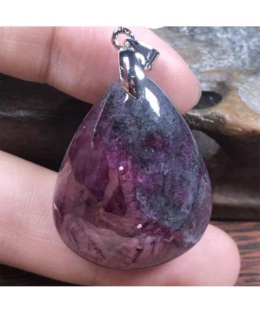 Natural Ruby Zoisite Pendant - Rare Red & Green Crystal Jewelry for Luck & Wealth - 31x25mm - Unique Gift for Men & Women - Buy Online on GoSupps.com