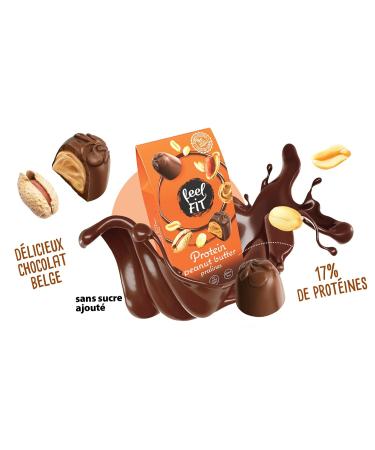 Feel Fit Protein Chocolates - No Sugar Added | Coconut & Almond Milk Chocolate Peanut Butter Dark Hazelnut Mix - International Shipping - Buy Online on GoSupps.com