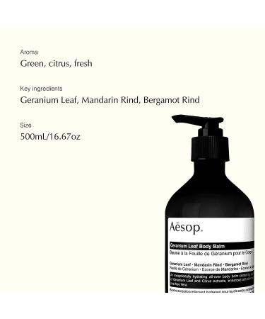 Aesop Geranium Leaf Body Balm 500mL/16.67oz | Paraben-Free, Cruelty-Free & Vegan | 16.67 Fl Oz - Buy Online on GoSupps.com