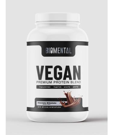 Biomental Vegan Chocolate Protein Powder - Plant-Based Non-GMO Gluten-Free Muscle Building Supplement - Delicious & Easily Absorbed for Healthy Vegan Lifestyle - Buy Online on GoSupps.com