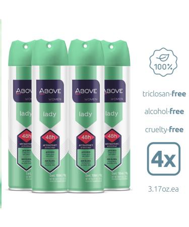 Above 48 Hour Antiperspirant Deodorant Spray for Women - Fresh Scent Controls Sweat and Body Odor Leaves No White Marks Cruelty-Free Vegan Dermatologically Tested Lady 5.07 Fl Oz (Pack of 4) - Buy Online on GoSupps.com