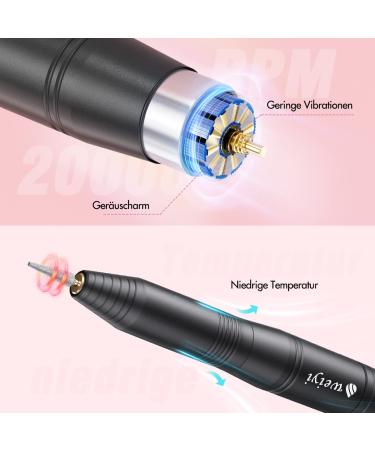 Weyi Nail Miller - Electric Nail File for Gel & Acrylic Nails 20 000 RPM USB Adjustable Speed 11-in-1 Manicure Pedicure Set Professional Quality - International Shipping Available - Buy Online on GoSupps.com