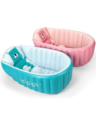 Inflatable Baby Bath Tub Portable Foldable Travel Mini Swimming Pool Helps Infants to Toddler Tub (Blue) - Buy Online on GoSupps.com