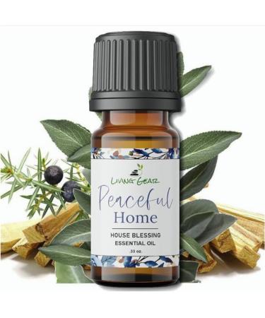 Peaceful Home Essential Oil for House Blessing Clearing and Purification - Restore Balance Peace & Harmony to Every Room - Includes Crystals and Instructions - 100% Organic .33 oz.