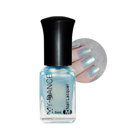 Nail Polish Blue Glitter Nail Polishes Pearl Chrome Nail Varnish Quick Drying & Long Lasting Mermaid Nail Color Gel No Need Cure Holo Nail Gel for Women Girls Manicure DIY at Home BK008