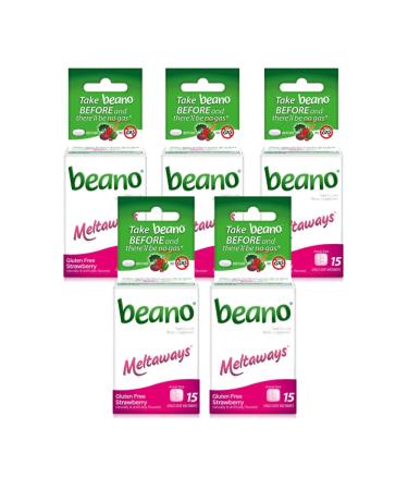 Beano Gas Prevention Strawberry Flavored Meltaways 15 Tablets (Pack of 5)
