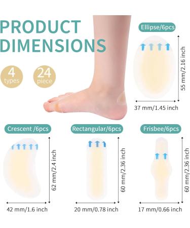 24 Pcs Blister Gel Guard Invisible Blister Plasters Bandages Waterproof Blister Protector Feet Blister Cushion Plaster for Fingers Toes Forefoot Heel Protector and Guard Skin (4 * 6P) 4*6P - Buy Online on GoSupps.com