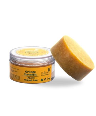 Rus tic Art Organic Orange Turmeric Shaving Soap | Sulphate & Paraben Free | Suitable for Sensitive Skin | 50 Gm Bar
