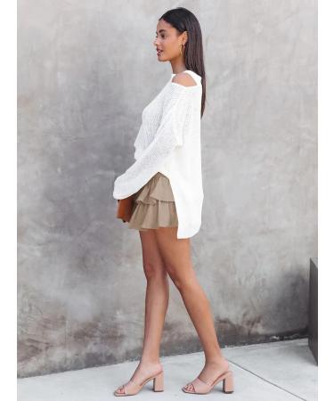 LAEMILIA Womens Elastic Waist Flared Short Skirt | Floral Print Mini Skater Skirt XL | Khaki Pleated Skirt - Buy Online on GoSupps.com