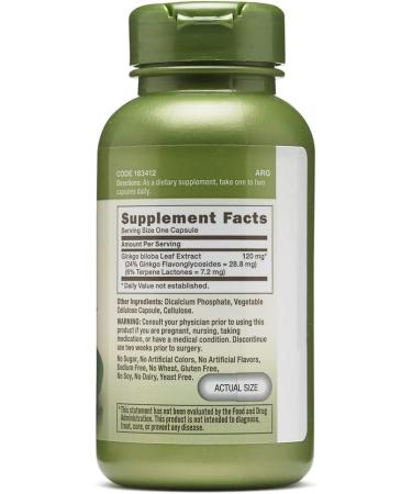 GNC Herbal Plus Ginkgo Biloba 120mg | Supports Mental Sharpness | Vegetarian | 100 Capsules - Buy Online on GoSupps.com