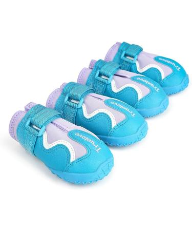 MOKCCI Truelove Dog Boots Waterproof - Reflective Straps for Small Medium & Large Dogs (4 Pack) - Purple - Buy Online on GoSupps.com