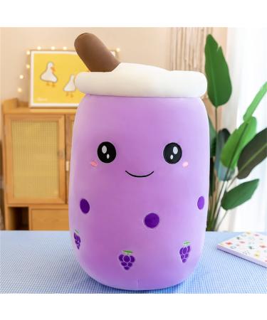 HICAS Bubble Tea Plush Pillow Boba Plushie Cartoon Plush Dolls Funny Milk Tea Soft Doll Tea Cup Cushion Bubble Tea Plush Toy Children's Toy Birthday Gift (Purple 1 50cm/19.69inch) Purple 1 50cm/19.69inch