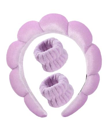 MUZOXEN Spa Headband for Washing Face  Velvet Makeup Headband  Bubble Skincare Headbands with Face Wash Wristbands  Sponge Puff Headband for Women Skin Care -Purple - Buy Online on GoSupps.com