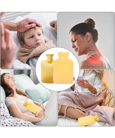 1L Hot Water Bottle with Soft Cover - 1000ml Hot Water Bag for Pain Relief - Yellow - Buy Online on GoSupps.com