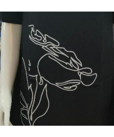 Vintage Cotton Linen Print Summer Dress - Black, Loose Fit, Knee-Length, V-Neck, Half Sleeve - Women's Casual Shift Midi Dress (Large) - Buy Online on GoSupps.com