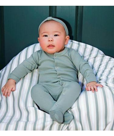 L'Ovedbaby Girls' Organic Snap Footie 9-12M Seafoam - Eco-Friendly Infant Sleepsuit - Buy Online on GoSupps.com