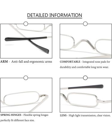 KoKoBin Mini Slim Reading Glasses - Spring Hinge Metal Visual Aid for Unisex - Silver +1.50 with Case - Buy Online on GoSupps.com