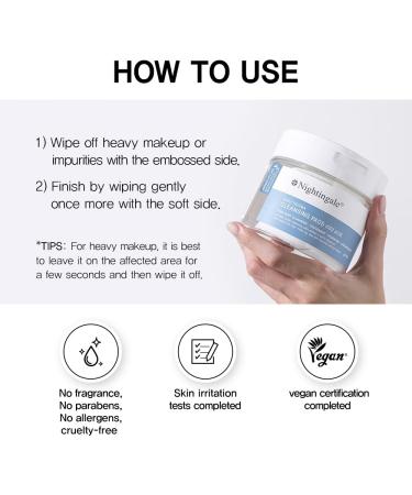 Nightingale Daily Derma Cleansing Pads | Exfoliating & Makeup Remover for Sensitive Skin | Hypoallergenic Vegan Korean Skincare - Buy Online on GoSupps.com