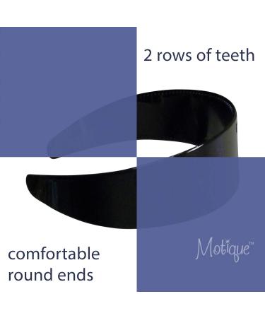 Motique Accessories 2 Inch Black Hard Plastic Headband with Teeth for Women and Girls - Wide Hairband - Buy Online on GoSupps.com