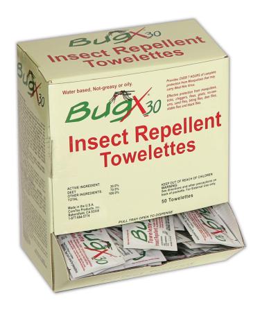 CoreTeX 12644 Bug X 30 Insect Repellent Towelette 6" x 5/8" White (Pack of 50)