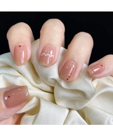 3pcs Set of Minimalist Nail Patches Finished Nail Patches ice permeating Milk Tea and dot Nail Patches Detachable Nail Patches