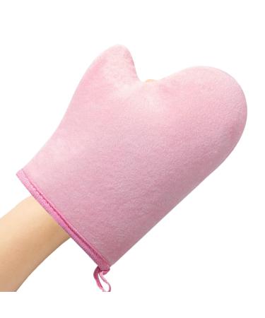 Auto-Bronzant - Mitaine Applicatrice Auto-Bronzante Applicateur Ultra Doux Lavable en Machine avec Pouce pour Spray Lotion Mousse Corps Visage Femme Homme Rose