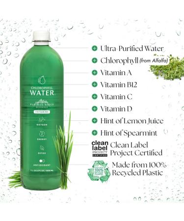 Chlorophyll Water 6 Pack Chlorophyll Liquid Drops with Vitamin Water for Natural Body Detox Immunity Support and Hydration featuring a refreshing Lemon and Spearmint Taste (1 Liter) - Buy Online on GoSupps.com