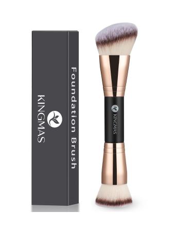Kingmas Foundation Make-Up Brush Premium Kabuki Brush double-sided contour brush (flat/angled round top) for mixing liquid powder concealer cream blush make-up brush - Buy Online on GoSupps.com