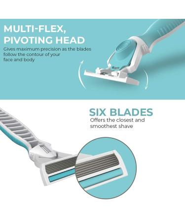 Nylea FlexShave Razor for Women with Sensitive Skin - Premium 6-Blade Womens Shaver with Bikini Trimmer, Vitamin E, Aloe Vera - 3 Refills - Buy Online on GoSupps.com