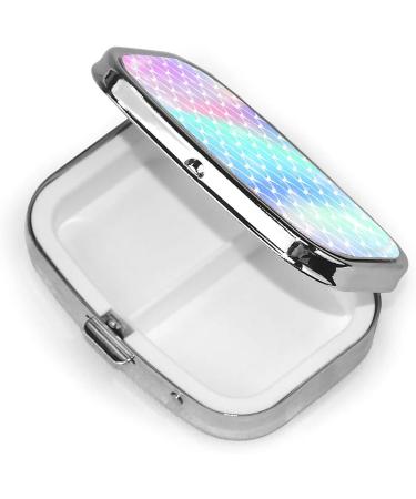 Travel Pill Cases with Mirror - Small Portable 2 Compartment Tablet Holder Wallet Organizer - Colorful Mermaid Scale Design - Buy Online on GoSupps.com