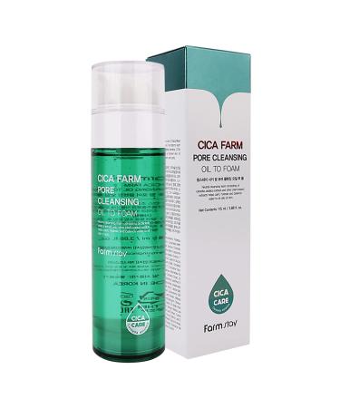 FARMSTAY CICA PORE CLEANSING OIL TO FORM 3.88 oz - Gentle Daily Facial Cleanser for Glowing Skin Face cleanser for clear skin