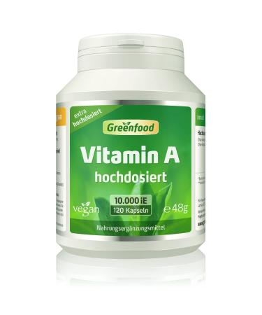Vitamin A 10 000 IE extra high -dose 120 capsules - good for eyesight mucous membranes and immune system.Without artificial additives.Without genetic technology.Vegan. - Buy Online on GoSupps.com