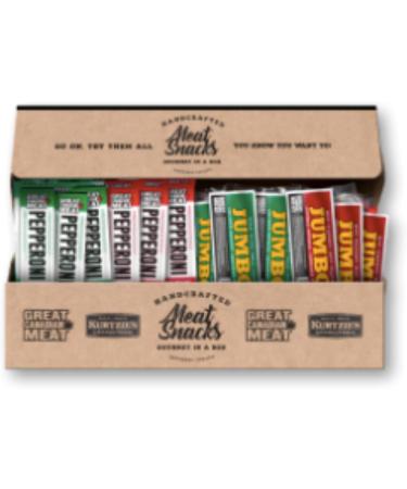 Hot & Mild Jumbo Smoked Sausage and Pepperoni Sticks Bulk Box 2x Hot / 2x Mild Caddies of Meat Snacks by Great Canadian Meat Meat Stick Snacks Bulk Sausage Pepperoni Sticks Box For Carnivores. Perfect For Snacking Gluten Free High In Protein - Buy Online on GoSupps.com