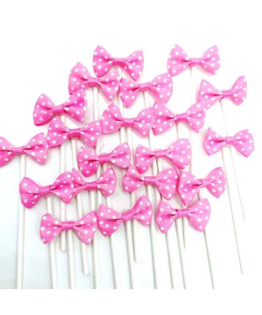 Paity Rose red Ribbon Bow Party Wedding Cupcake Toppers Birthday Cake Toppers Cake Decoration Bowknot Party Supplies Cupcake Toppers Wedding Cake Decoration /set of 20