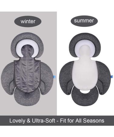INFANZIA 2-in-1 Head & Body Supports for Baby - Extra Soft Stroller Cushion Pads, Car Seat Insert - Grey - Buy Online on GoSupps.com