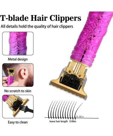 Professional Hair Clippers for Men - Rechargeable T-Blade Trimmer with 4 Guide Combs | Zero Gapped Haircut | Perfect Gift for Father's Day - Purple - Buy Online on GoSupps.com