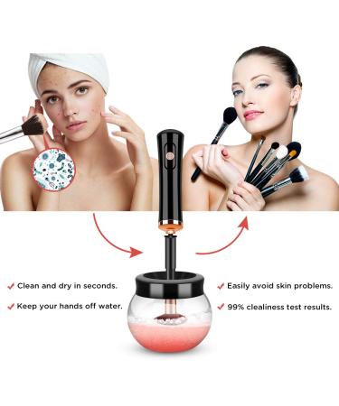 DEAL CICK Makeup Brush Cleaner Machine - Fast Electric Brush Cleaner & Dryer with 8 Rubber Collars - Deep Cosmetic Brush Spinner - Wash & Dry in Seconds - Black - Buy Online on GoSupps.com