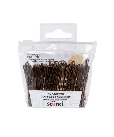 SCUNCI SAVVY VALUE 200PK BROWN BOBBY PINS